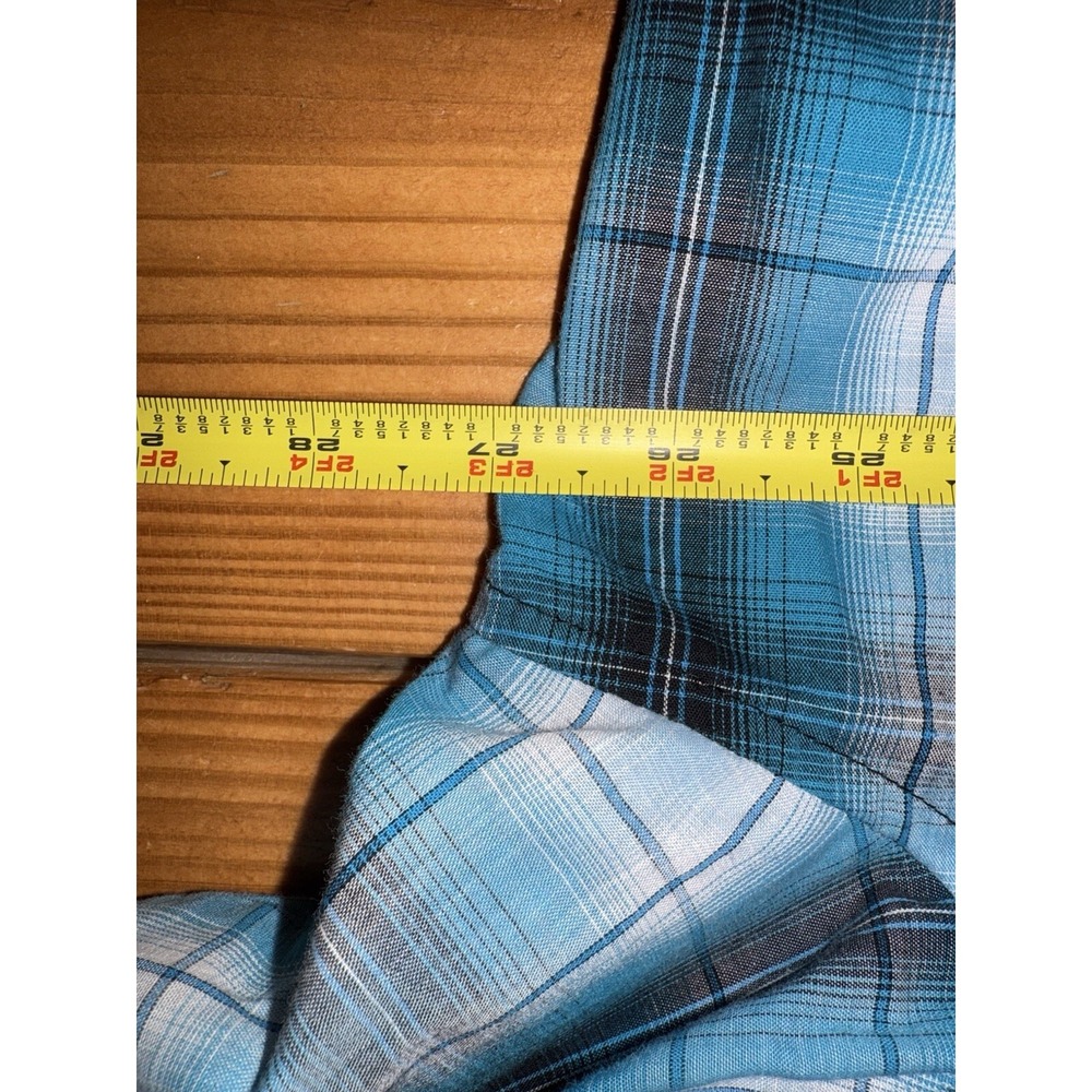 Wrangler Western Pearl Snap Button Long Sleeve Shirt Teal & Black Plaid XL - Picture 3 of 7